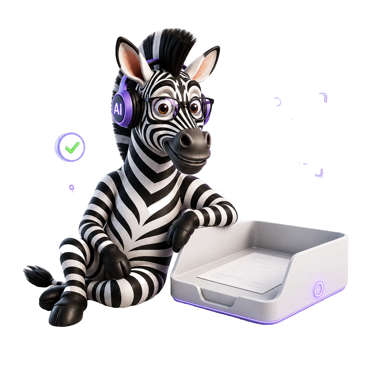 Zee the zebra, ready to help